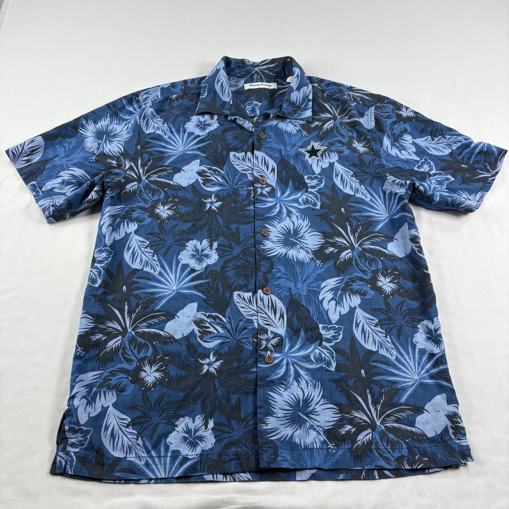 Dallas Cowboys Tommy Bahama Shirt Mens Small Blue‎ Floral Hawaiian Camp NFL